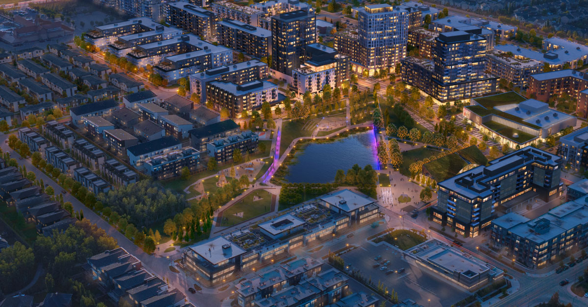 Aerial view of West District Calgary