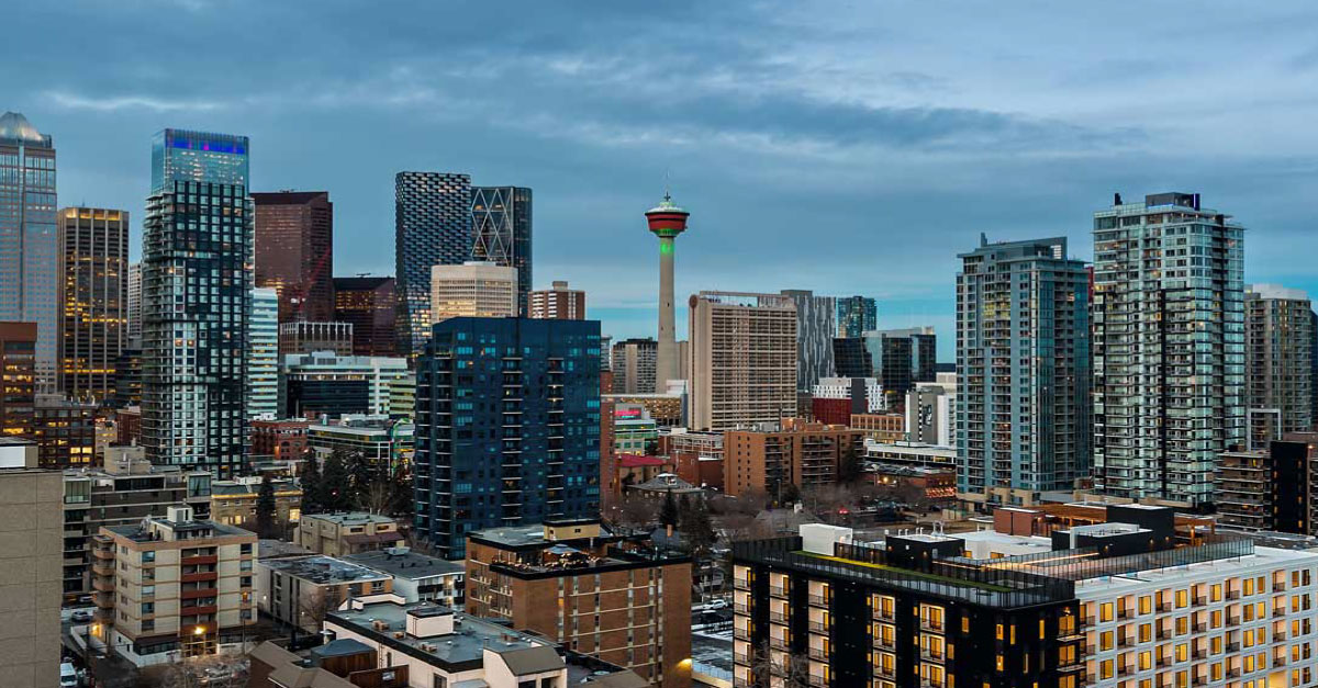 Calgary condo development skyline with residential towers